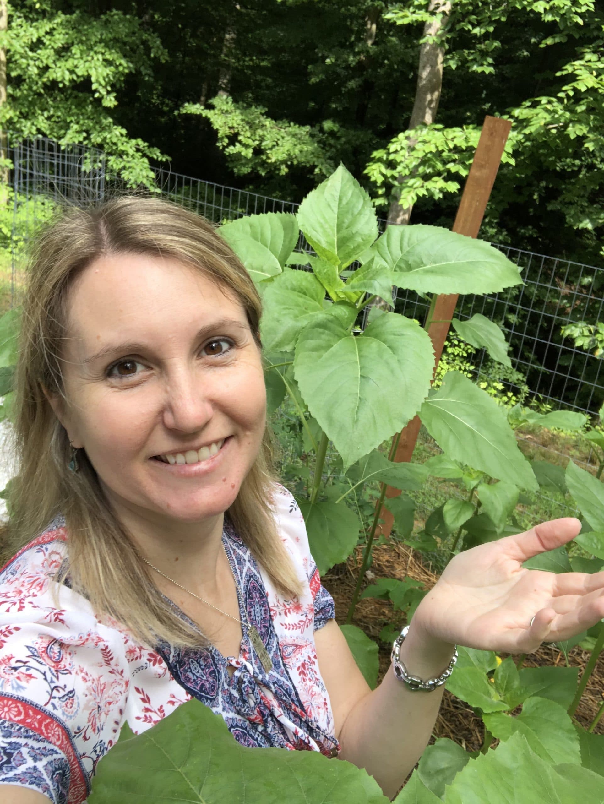 Kimber in her garden