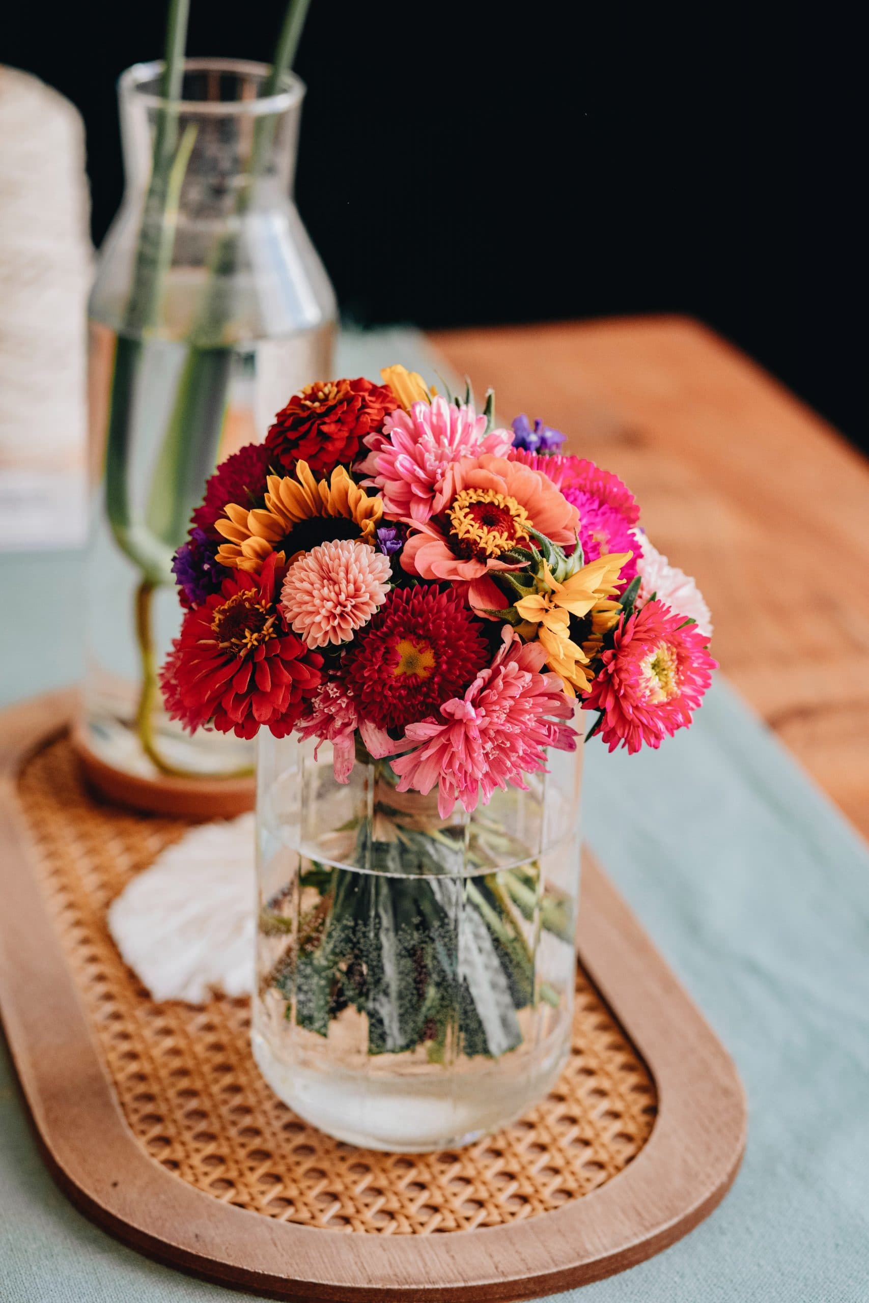 flowers in glass vase